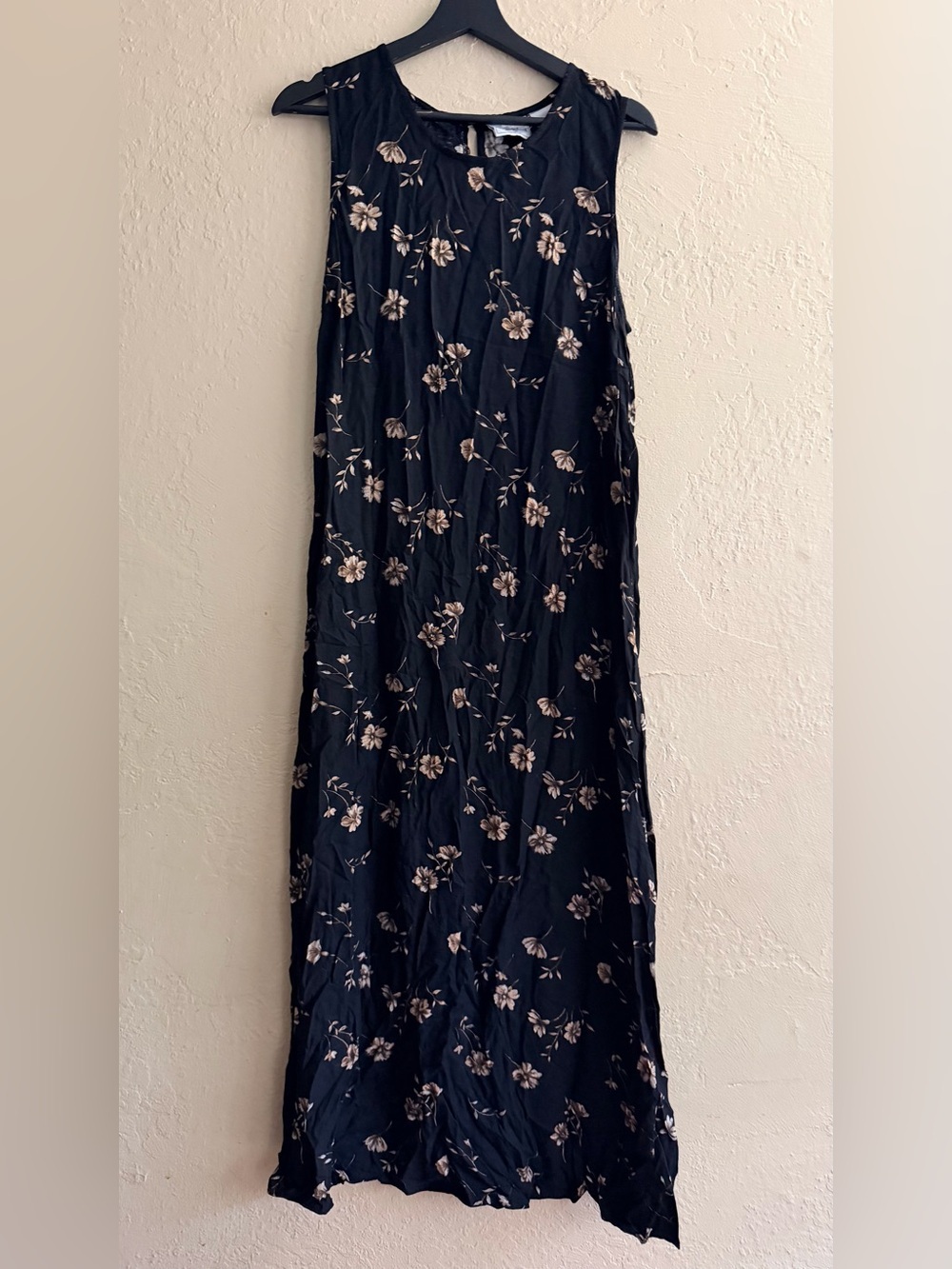 Black Floral Maxi Dress with Cream Bloom Print